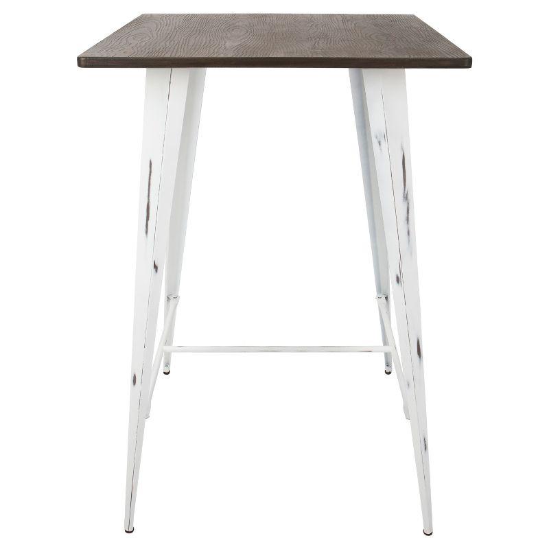 Oregon Bar Height Table with Vintage White Frame/Espresso Wood - LumiSource