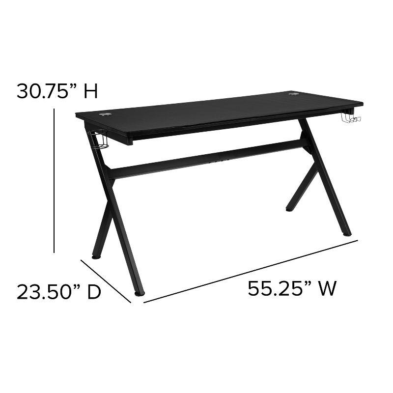 Flash Furniture Gaming Desk and Red Footrest Reclining Gaming Chair Set - Cup Holder/Headphone Hook/Removable Mouse Pad Top/Wire Management