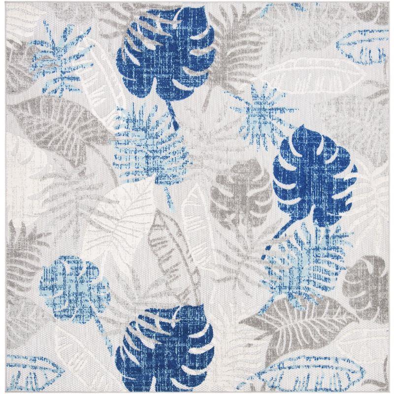 Cabana CBN831 Power Loomed Indoor/Outdoor Area Rug - Grey/Blue - 4'x4' - Safavieh