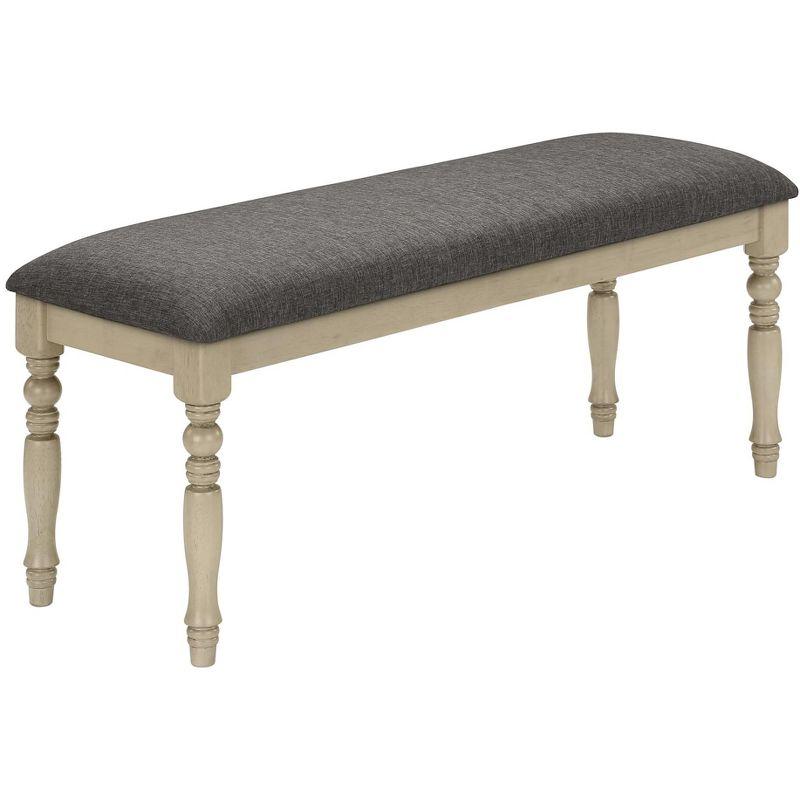 Monarch Specialties Bench 48inch Rectangular Upholstered Wood Entryway Dining Room Kitchen Antique Grey Grey Fabric Grey Solid Wood Transitional