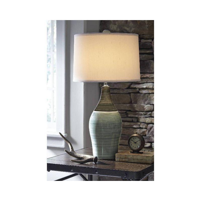 Set of 2 Niobe Table Lamps Gray - Signature Design by Ashley: Ceramic Base, 28" Height, Drum Shade, UL Listed