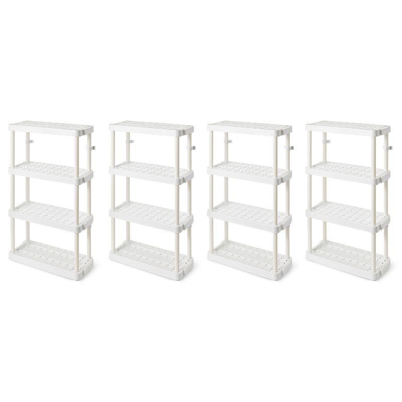 Adjustable 4-Shelf White Ventilated Storage Unit for Kids and Adults