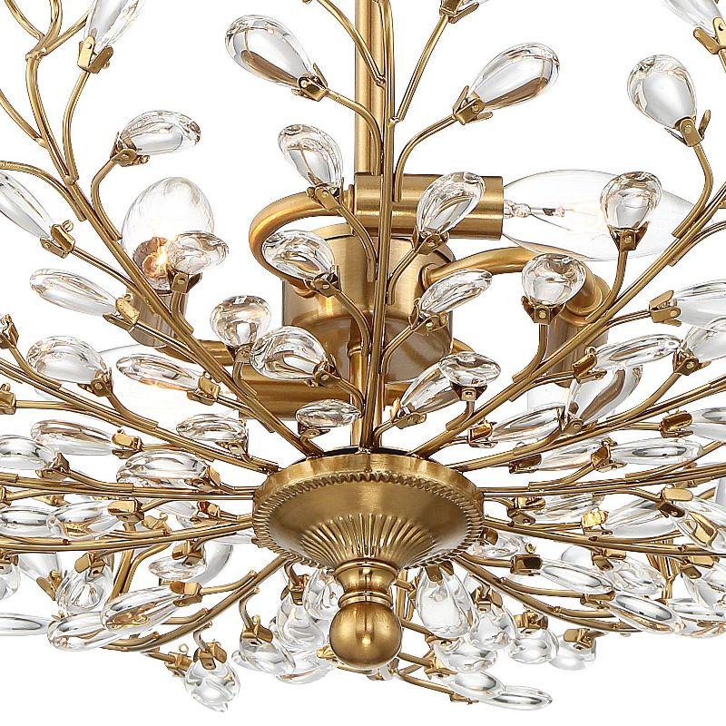 Elegant Brass Vine 24" Semi-Flush Bowl Ceiling Light with Crystal Accents