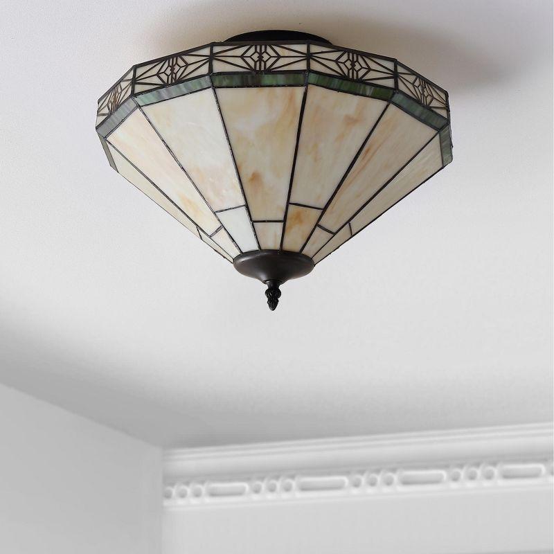 Elegant Tiffany-Style 16" Cream Glass LED Ceiling Light