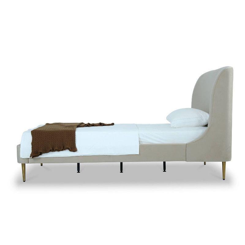 Heather Gold-Finished Twin Velvet Upholstered Bed with Slats