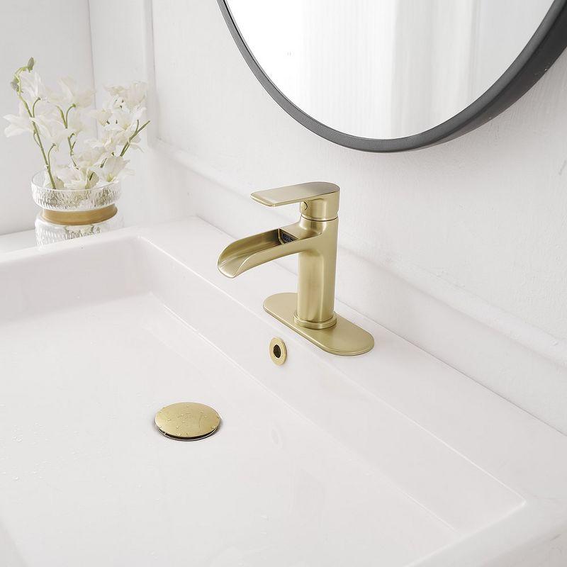 Brushed Gold Single Handle Waterfall Bathroom Faucet