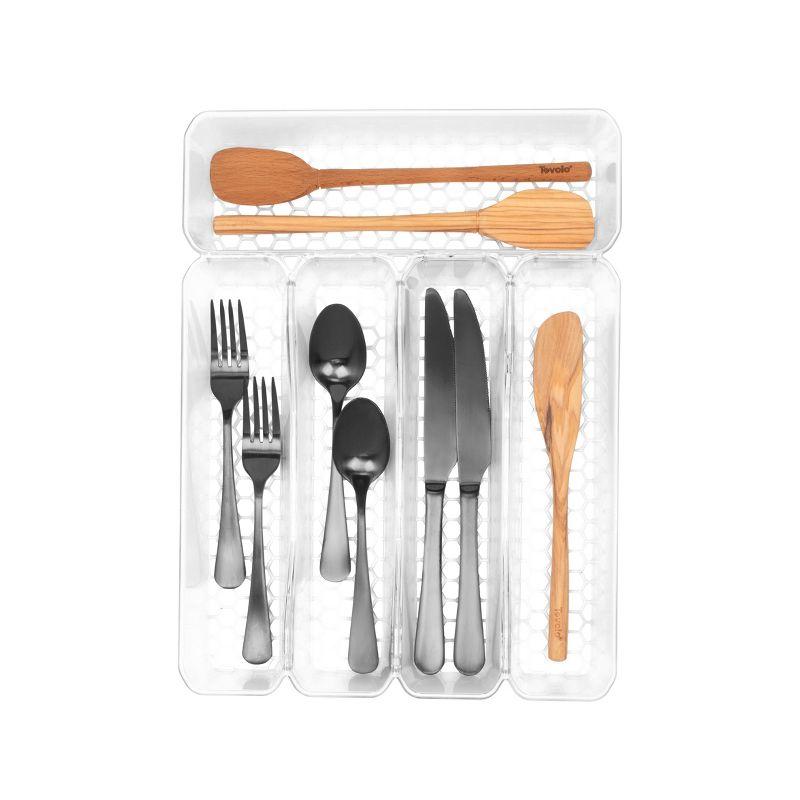 10"x13" Hexa 5-Divider Silverware Tray Clear - Spectrum Diversified: In-Drawer Utensil Organizer, Plastic Flatware Storage