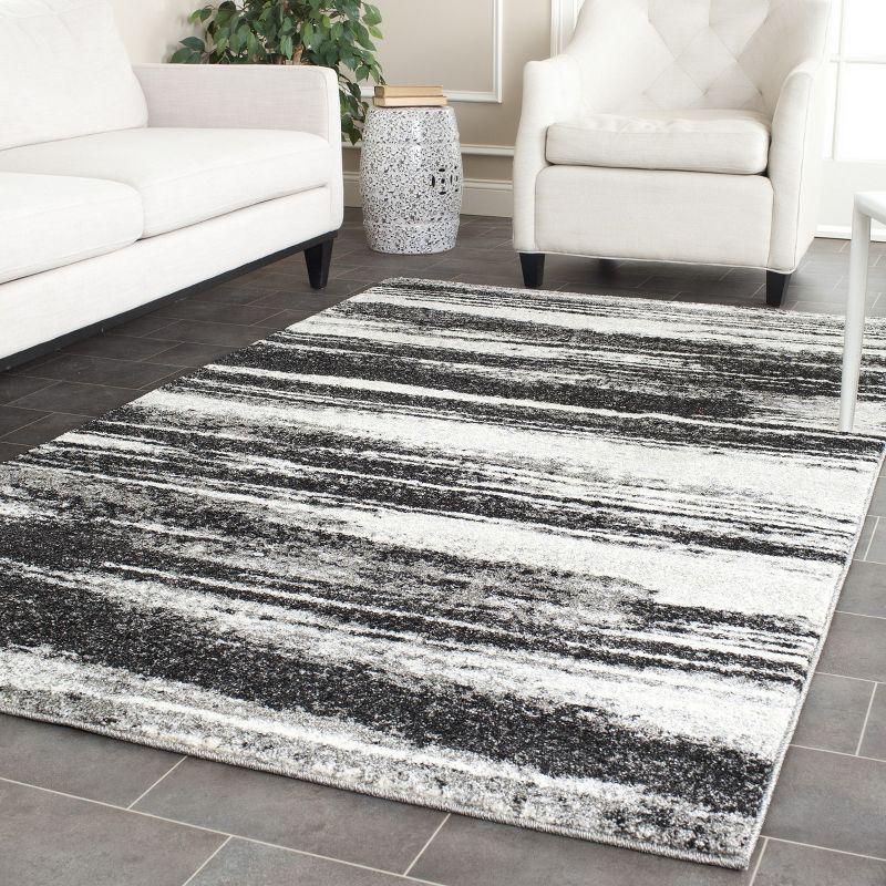 Abstract Dual-Tone Shag Rug, 6' x 9', Dark Grey & Light Grey, Hand-Knotted