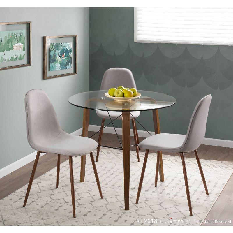 34" Trilogy Round Dining Table Walnut/Clear Glass - LumiSource: Mid-Century Modern Style, Seats 4