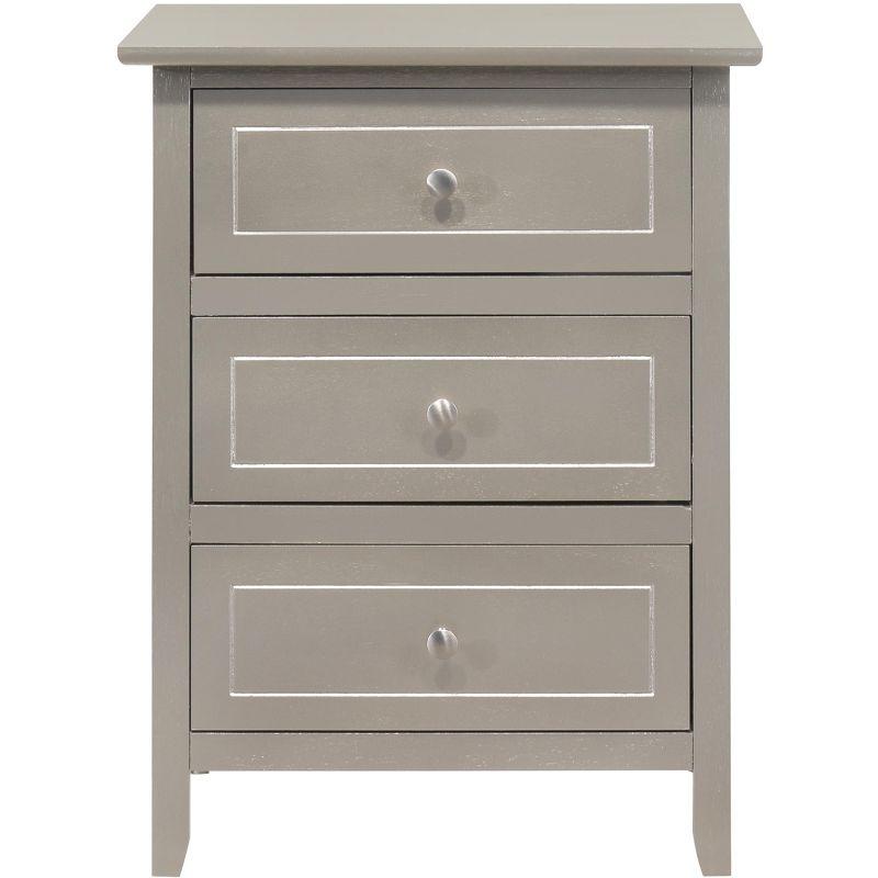 Modern Minimalist Silver Champagne 3-Drawer Nightstand