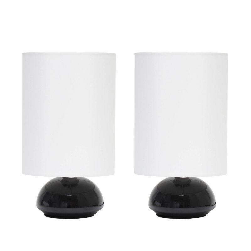 Simple Designs Set of 2 Gemini Mini Touch Table Lamps with Fabric Shades Black