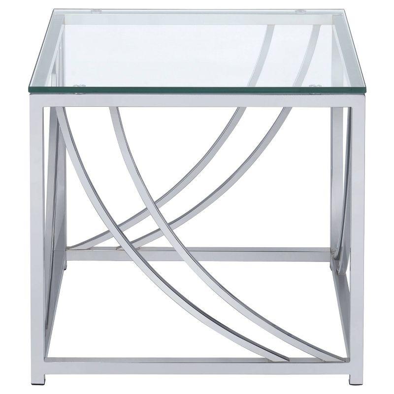 Lille Square End Table with Glass Top Chrome - Coaster