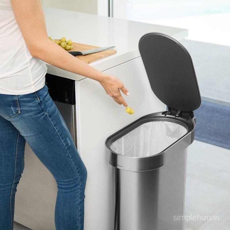 simplehuman 45 Liter / 12 Gallon Slim Hands-Free Kitchen Step Trash Can, Stainless Steel