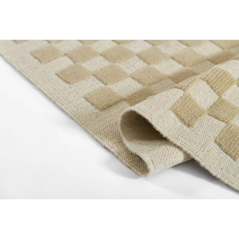 Momeni 6'3"x9' Willow Check Handwoven Area Rug Beige: Wool, Low Pile, Classic Pattern, Indoor, Handmade, Rectangle