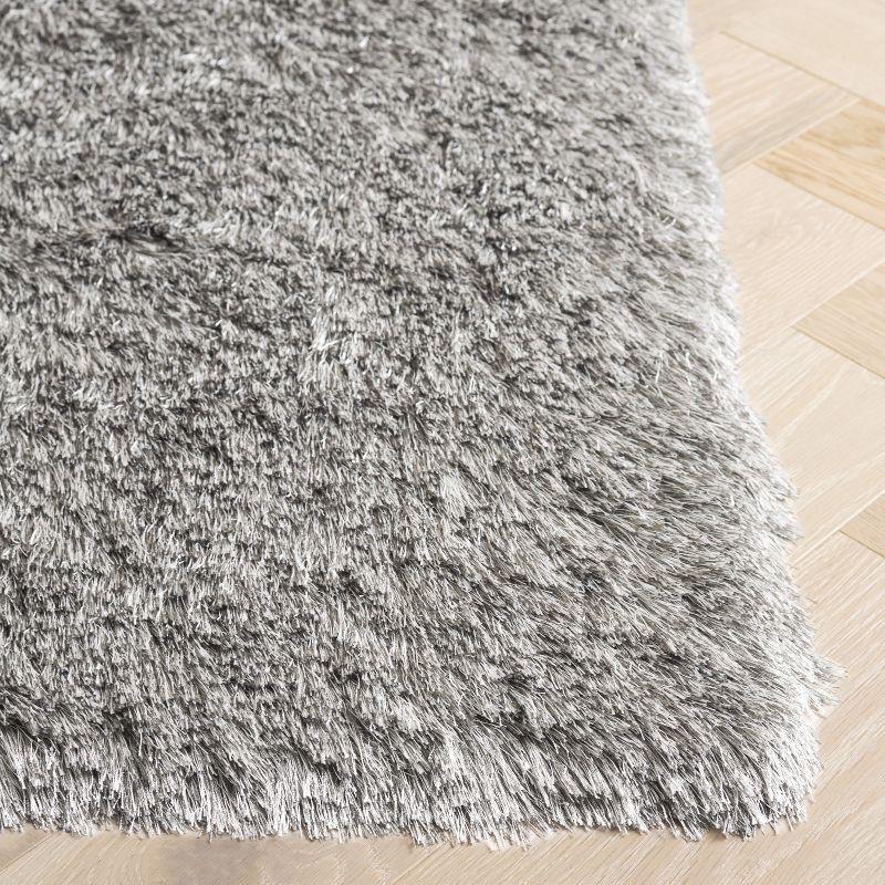 Luxurious Handmade Silver Shag Area Rug, 8' x 10', Easy Care