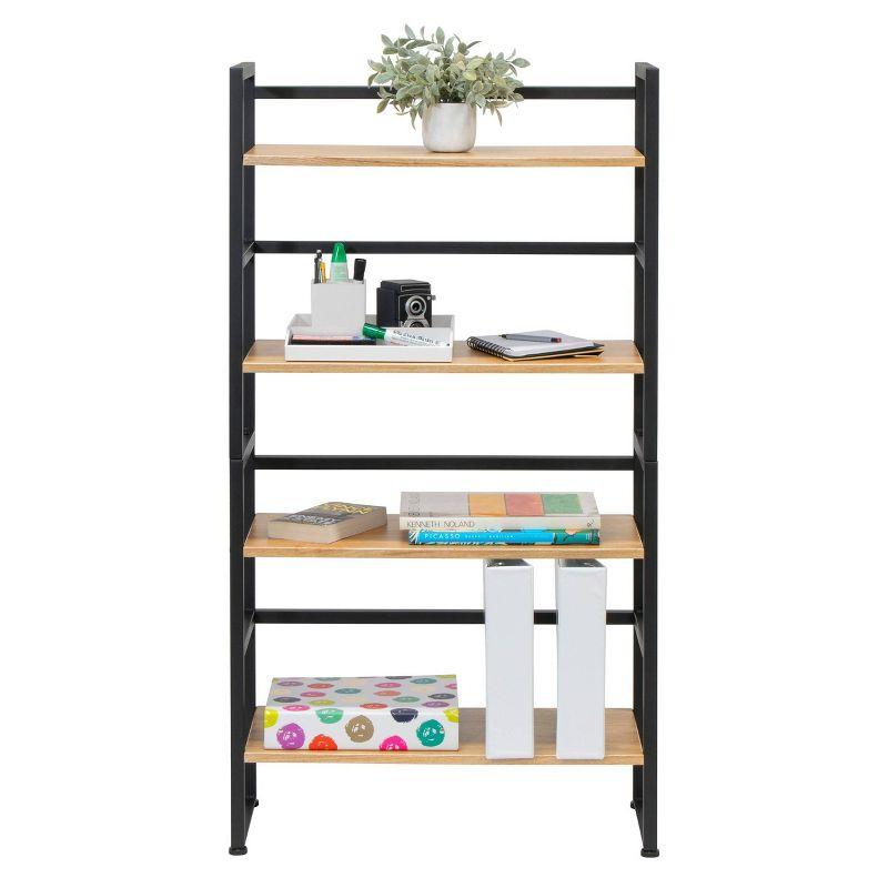 47.5" 4 Shelf or 2 Shelf Stackable Bookshelf Graphite Black/Ashwood - Calico Designs: Modern Metal Frame, Novelty Design