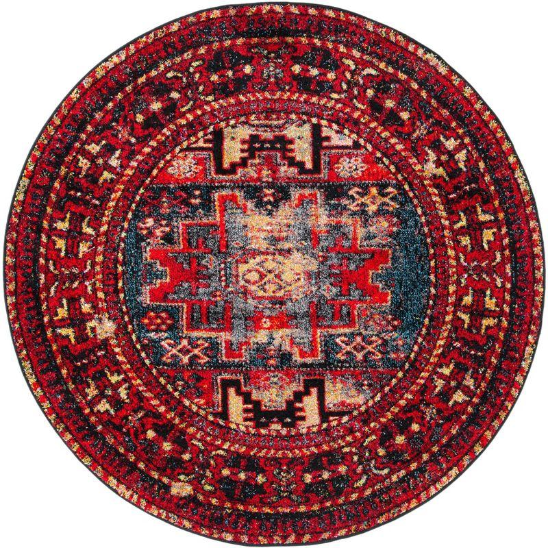 Vintage Hamadan VTH213 Power Loomed Indoor Accent Rug - Red/Multi - 3' Round - Safavieh