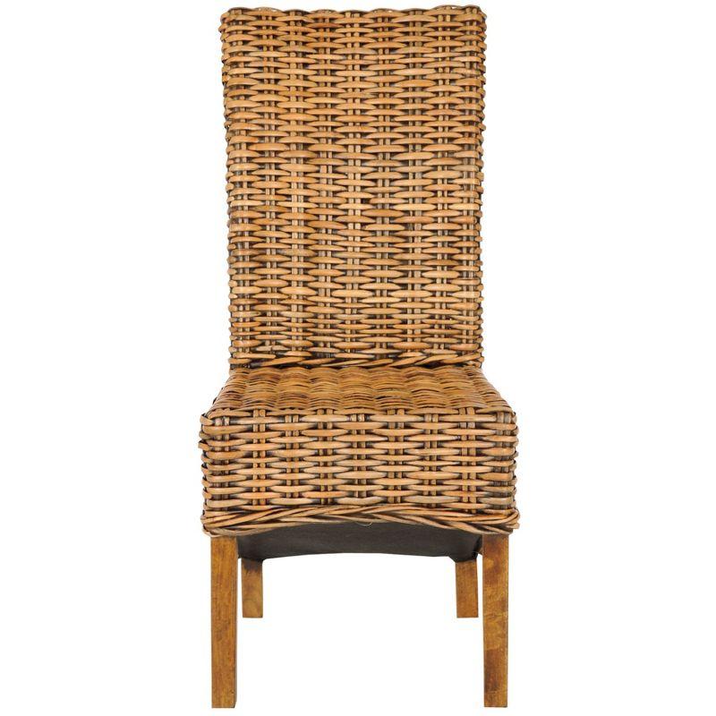 High Back Brown Mango Wood and Cane Side Chair