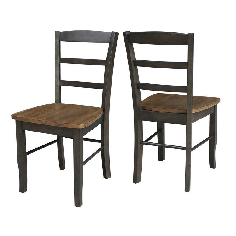 Set of 2 Madrid Ladderback Chairs Hickory/Washed Coal - International Concepts: Solid Wood, Unupholstered