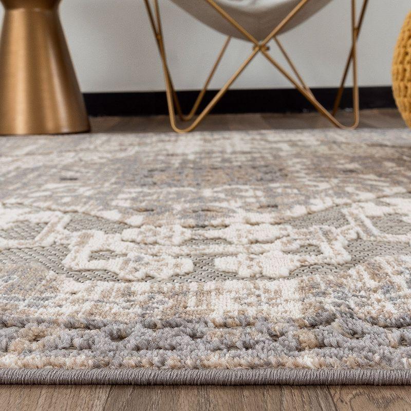 Easy-Care Reversible Gray Synthetic 5' x 7' Area Rug