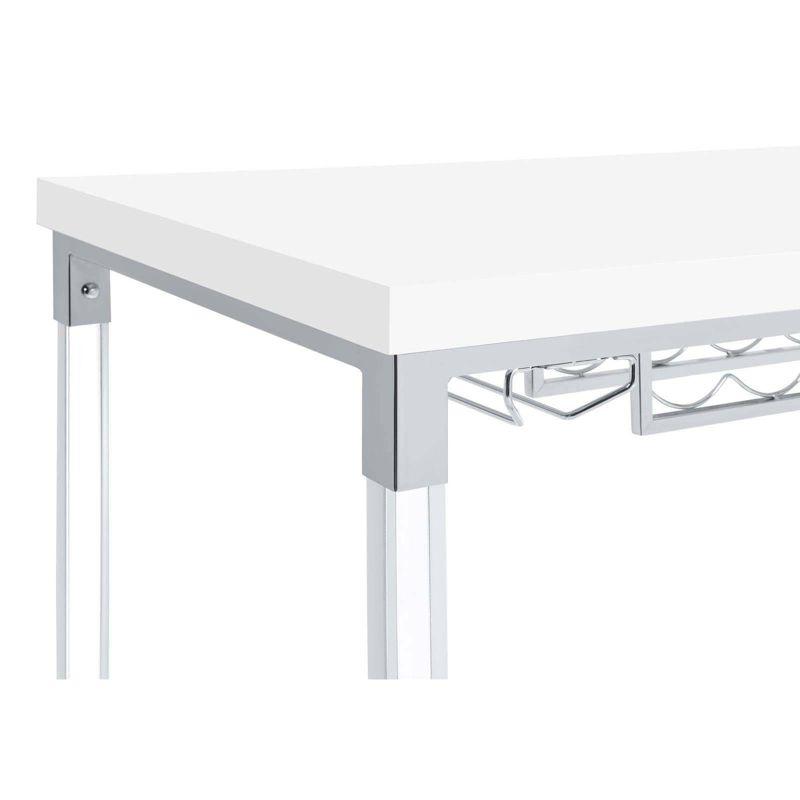 Coaster Norcrest Modern Pub Height Bar Table with Acrylic Legs and Wine Storage White High Gloss