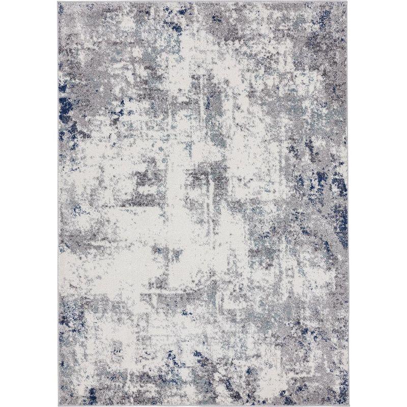 Abstract Ivory Synthetic 5' x 7' Easy-Care Area Rug