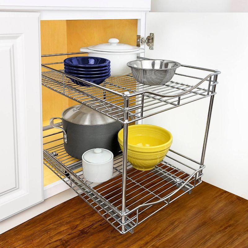 Lynk Professional 14" x 21" Slide Out Double Shelf - Pull Out Two Tier Sliding Under Cabinet Organizer