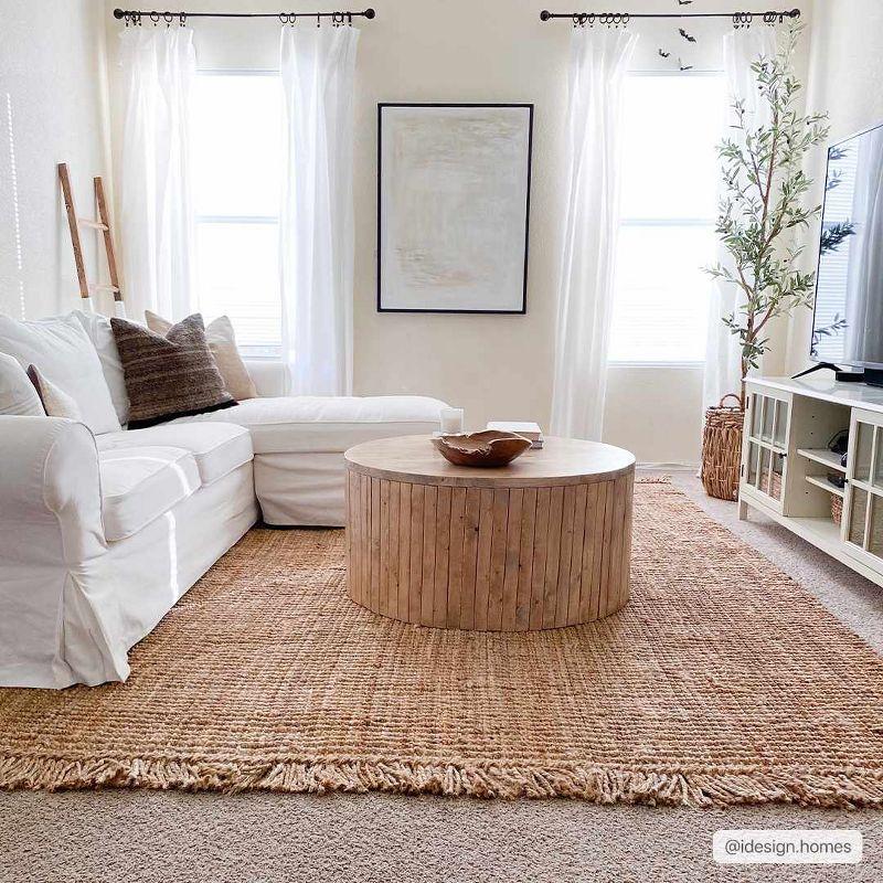 Handmade Multicolor Jute Rectangular Rug with Fringe 3' x 5'