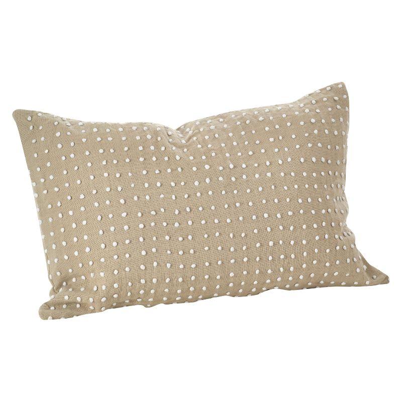 Saro Leilani Collection Polka Dots Cotton Reversible Throw Pillow