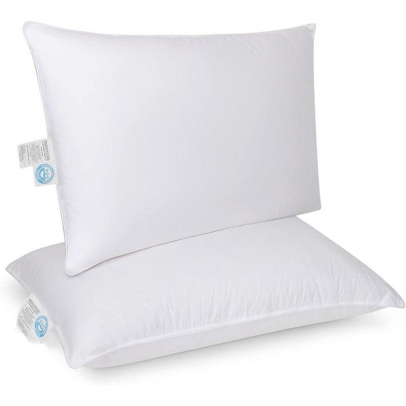 King Size White Goose Down Medium Firmness Pillow Set