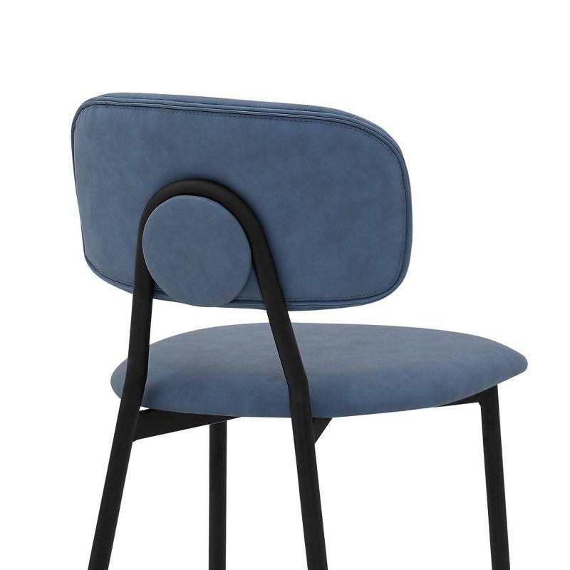 Modern Swivel Blue Leather Counter Stool with Metal Frame