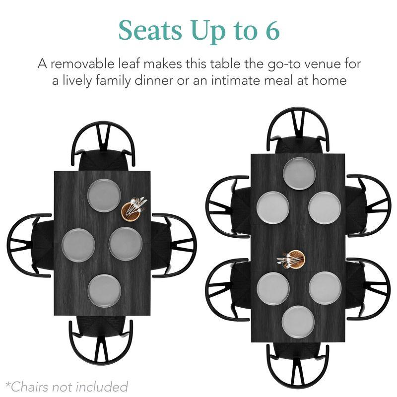 George Oliver Joglar 47 to 63in Modern Extendable Dining Table for 2-6 People w/ Leaf Extension, 2 Locks