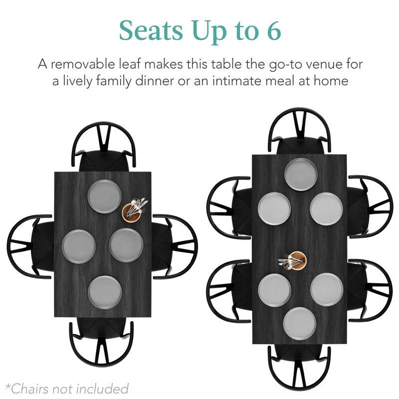 Best Choice Products 47 to 63in Modern Extendable Dining Table for 2-6 People w/ Leaf Extension, 2 Locks