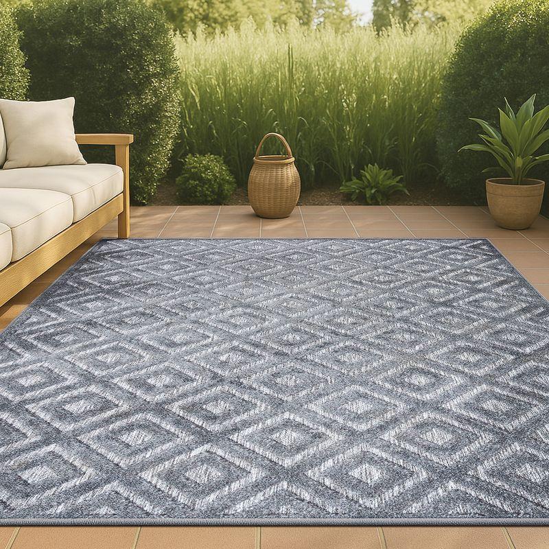 3'x5' Portmany Neutral Diamond Trellis Indoor/Outdoor Area Rug, Dark Gray - JONATHAN Y