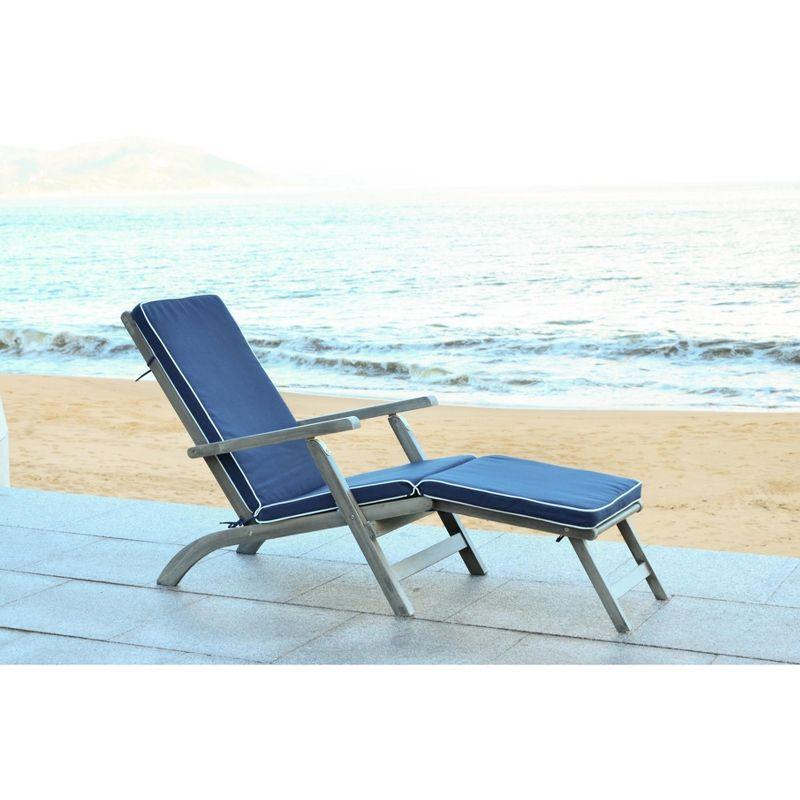 Palmdale Lounge Chair - Outdoor - PAT7015 - Grey/Navy -Safavieh