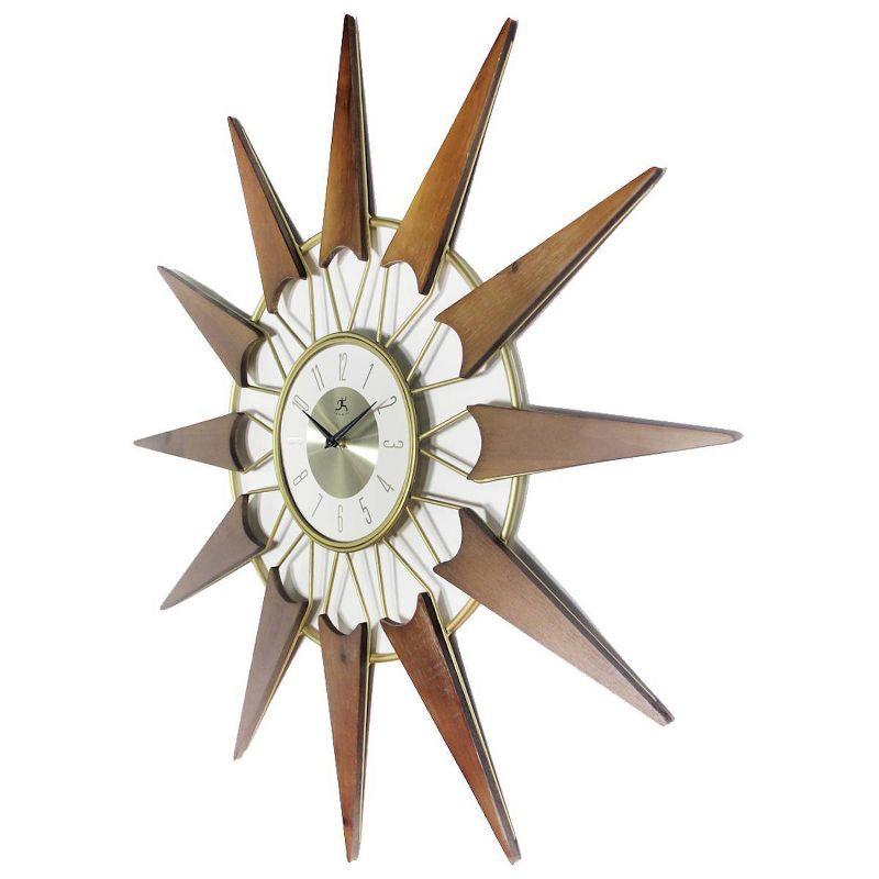 31" Nova Starburst Oversized Walnut and Gold Wall Clock