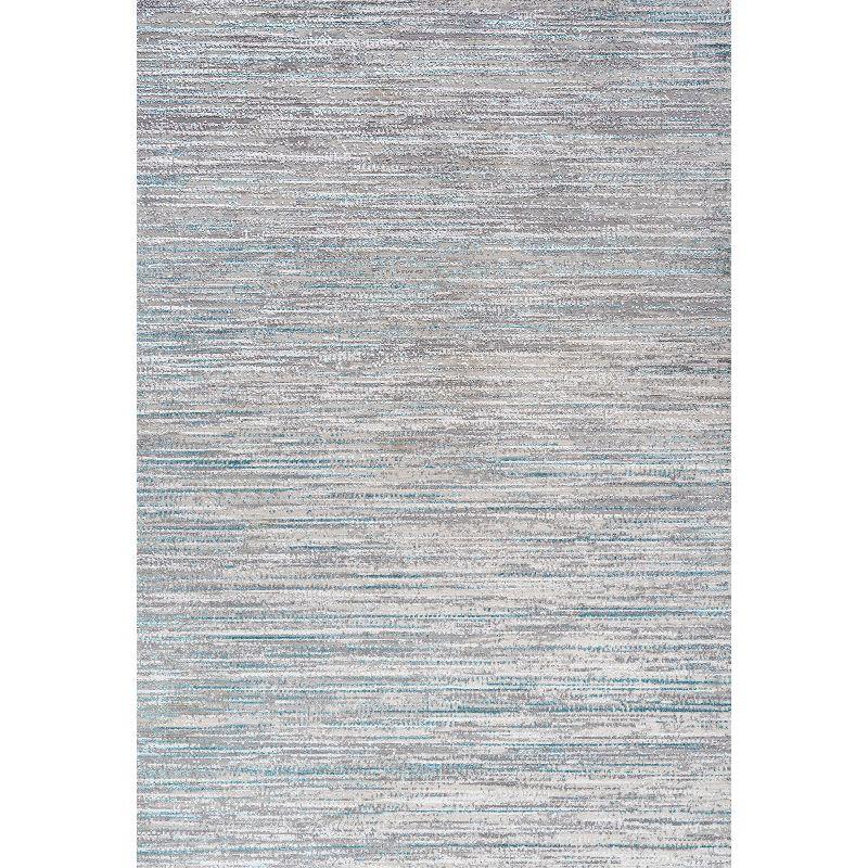 8'x10' Loom Modern Strie'  Area Rug, Gray/Turquoise - JONATHAN Y