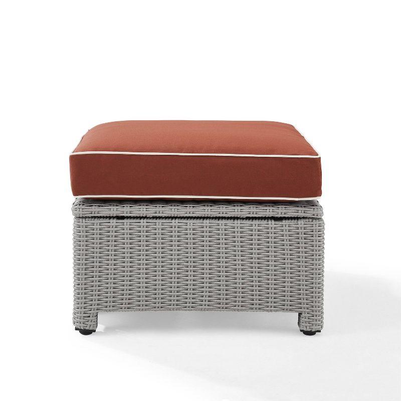 Bradenton Sangria and Gray Outdoor Wicker Ottoman with Cushion