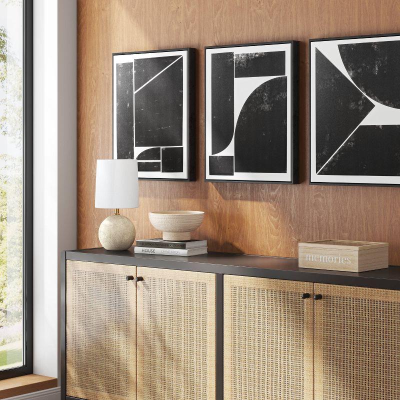 Set of 3 Black and White Geometric Canvas Wall Art