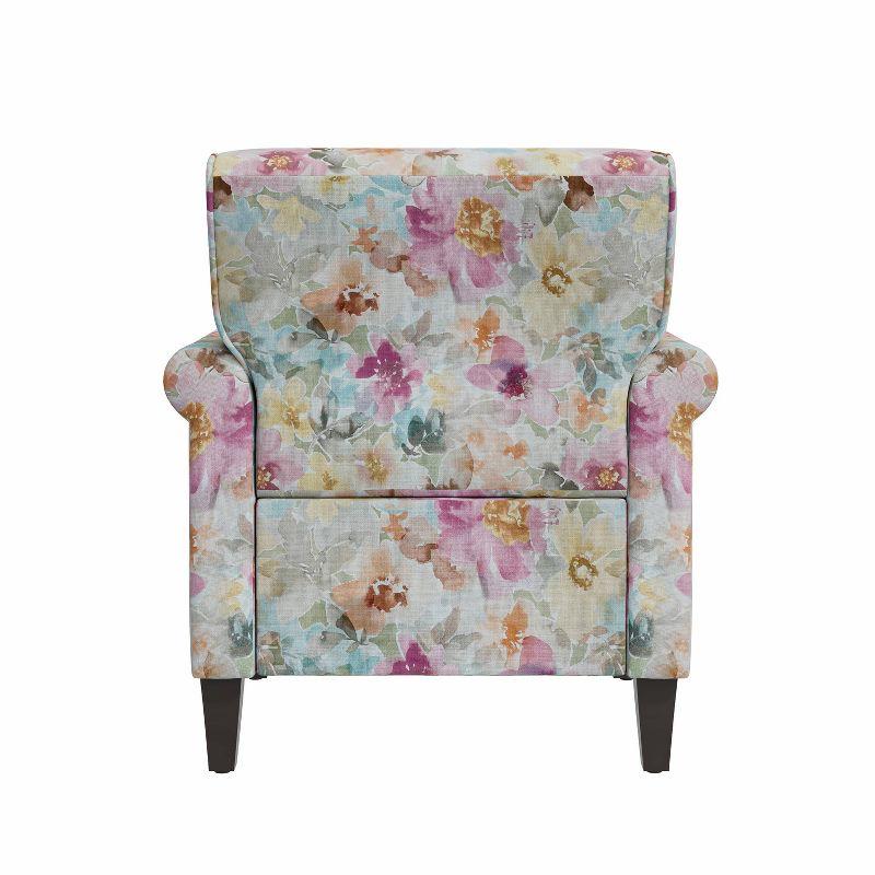 Handy Living Janet Traditional Rolled Arm Accent Chair with Pewter Nailheads Floral Pattern Pink