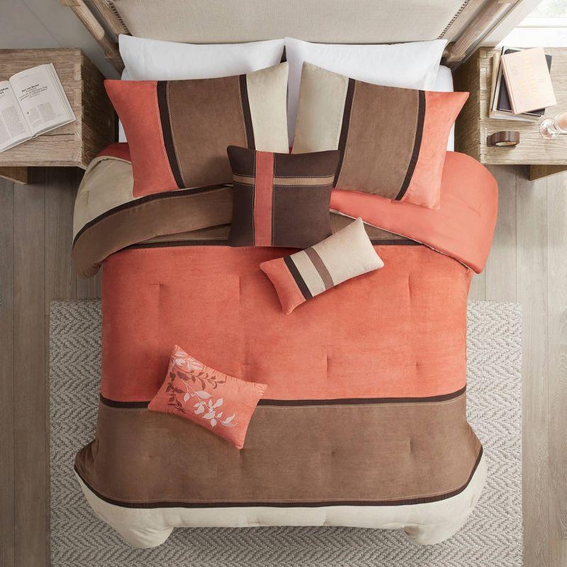 California King Coral and Brown Microfiber Comforter Set