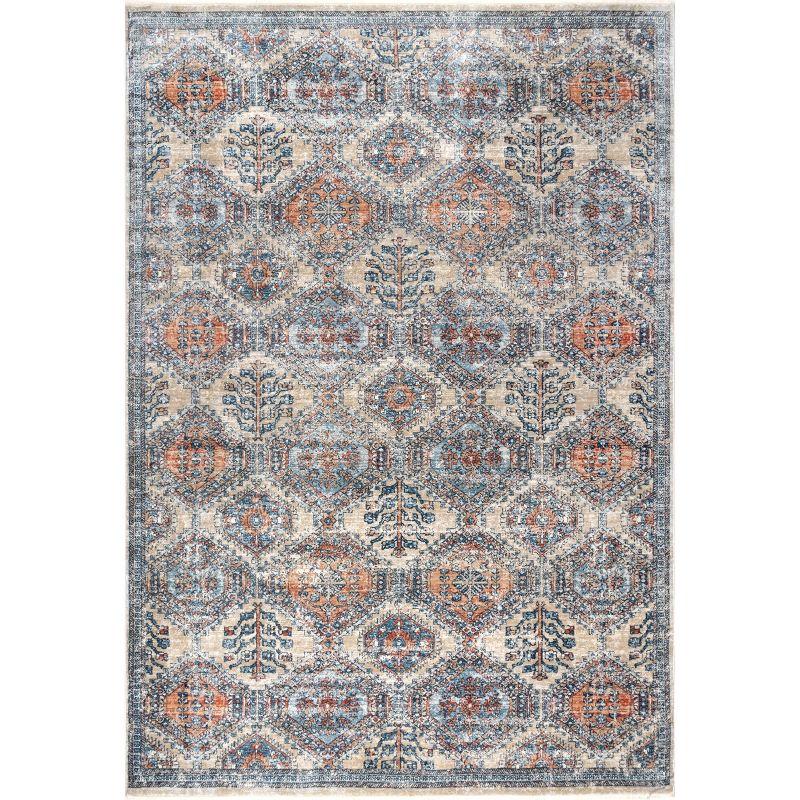 Reversible Gray Synthetic 5' x 7' Easy-Care Area Rug