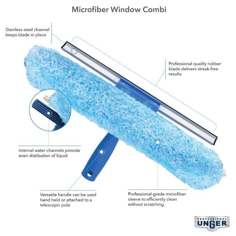 Unger 10 in. Blue Microfiber Window Squeegee and Scrubber