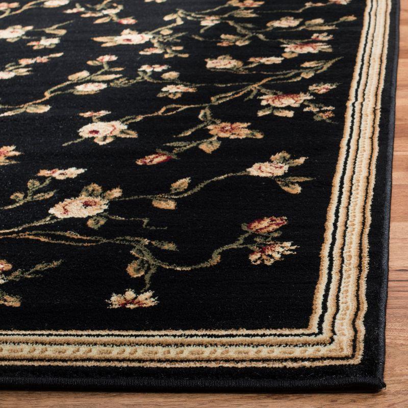 Elegant Floral Vine 2'3" x 8' Runner Rug in Black and Multicolor