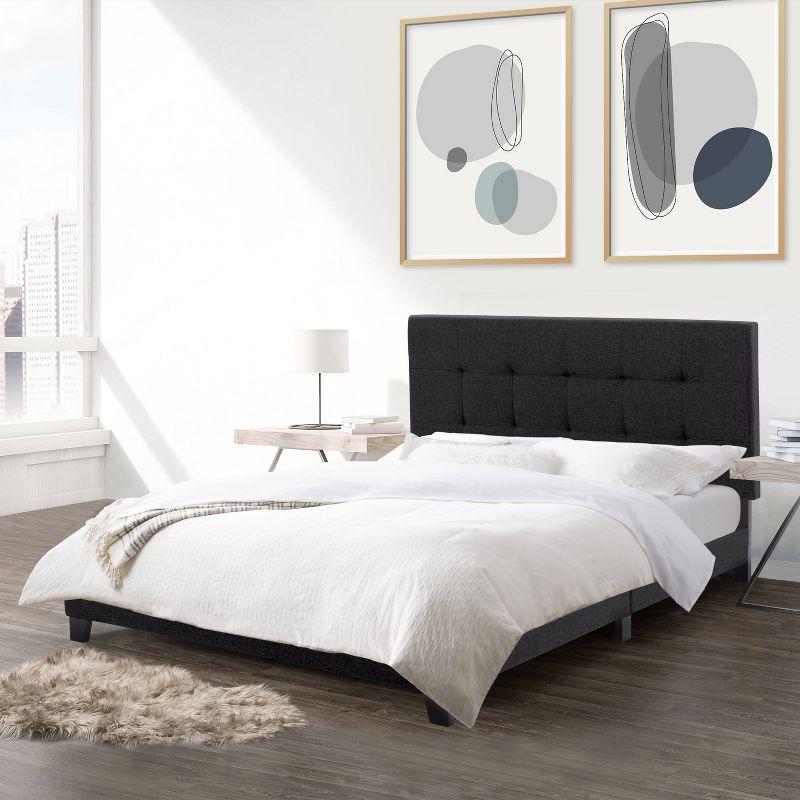 Ellery Queen Upholstered Bed with Tufted Headboard in Black