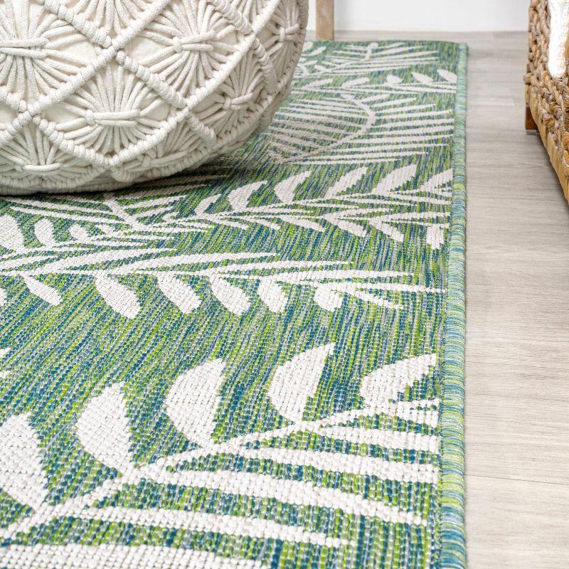 5' x 5' Nevis Palm Frond Indoor/Outdoor Area Rug, Cream/Green - JONATHAN Y