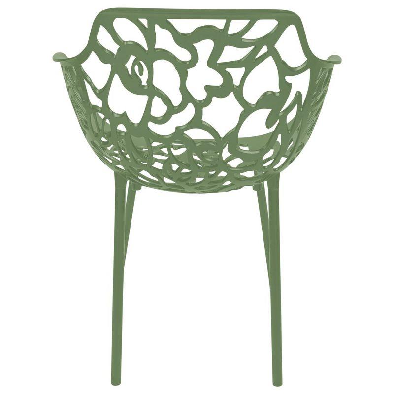LeisureMod Devon Aluminum Stackable Outdoor Dining Armchair Set of 2, Khaki Green