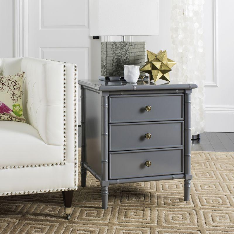 Mina 3 Drawer Nightstand - NST3500 - Grey/Gold - Safavieh