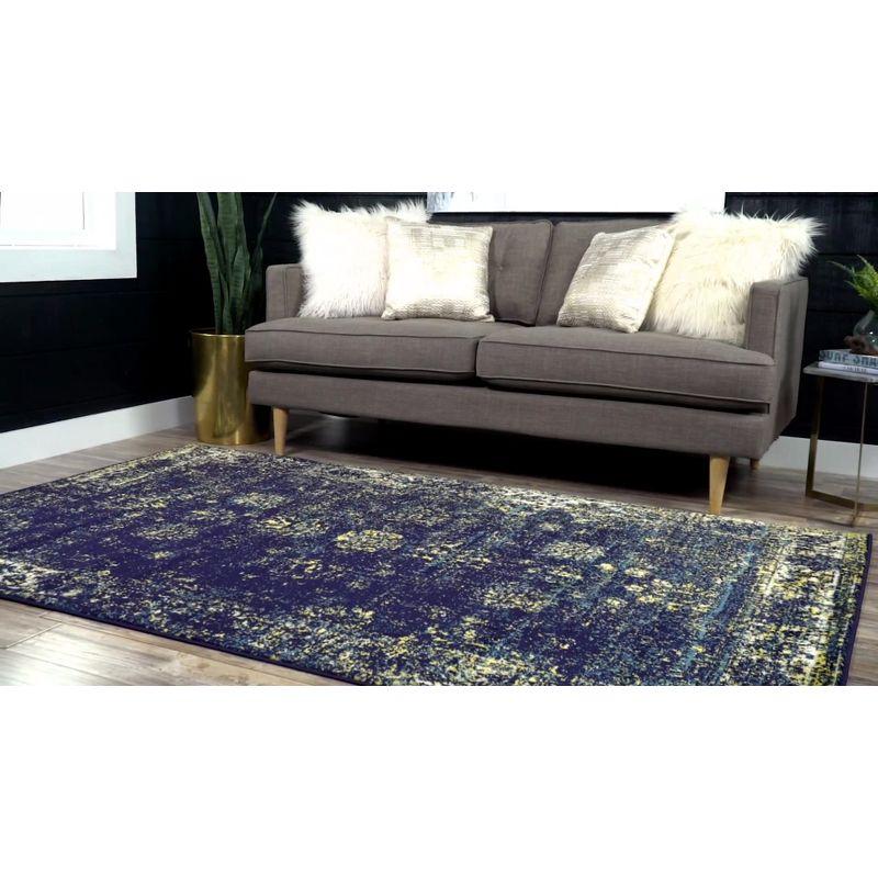 Blue Rectangular Easy Care Stain-Resistant Indoor Area Rug