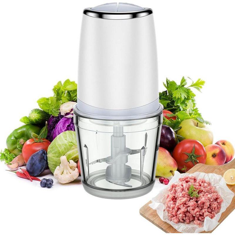 300W White Mini Food Processor with Glass Bowl and 2 Speeds